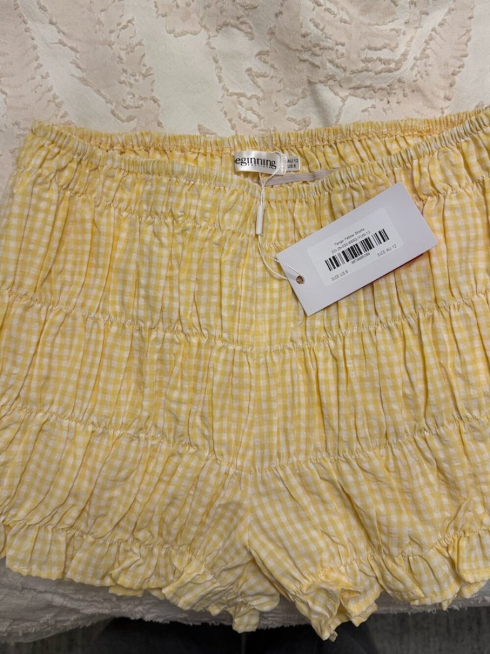 NWT Beginning Boutique Tango shorts in yellow